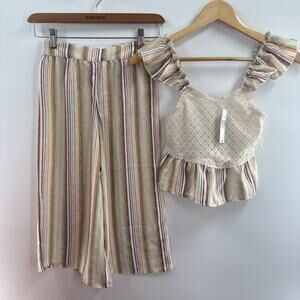 $68 Knit Works Girls Pant Sets Size 7 Sleeveless Ruffle Top Wide Leg Outfits...